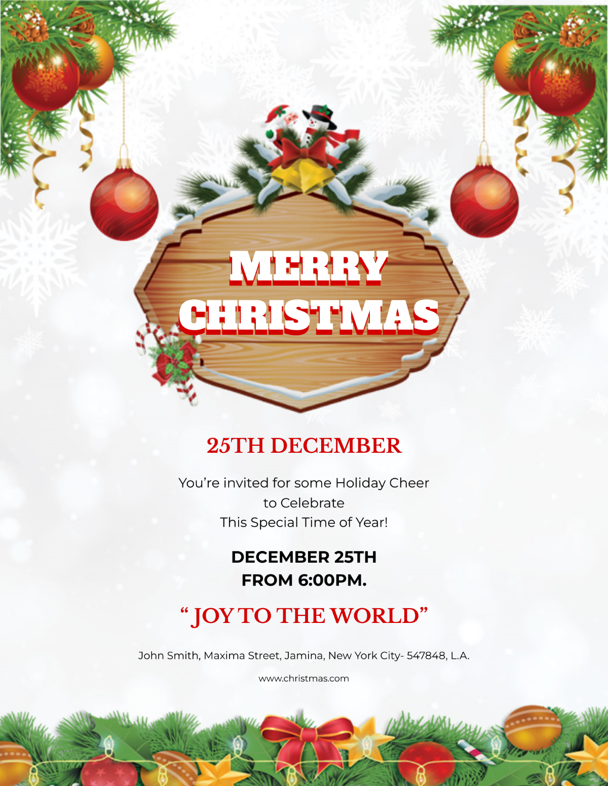 Merry Christmas Invitation Flyer Template - Edit Online & Download