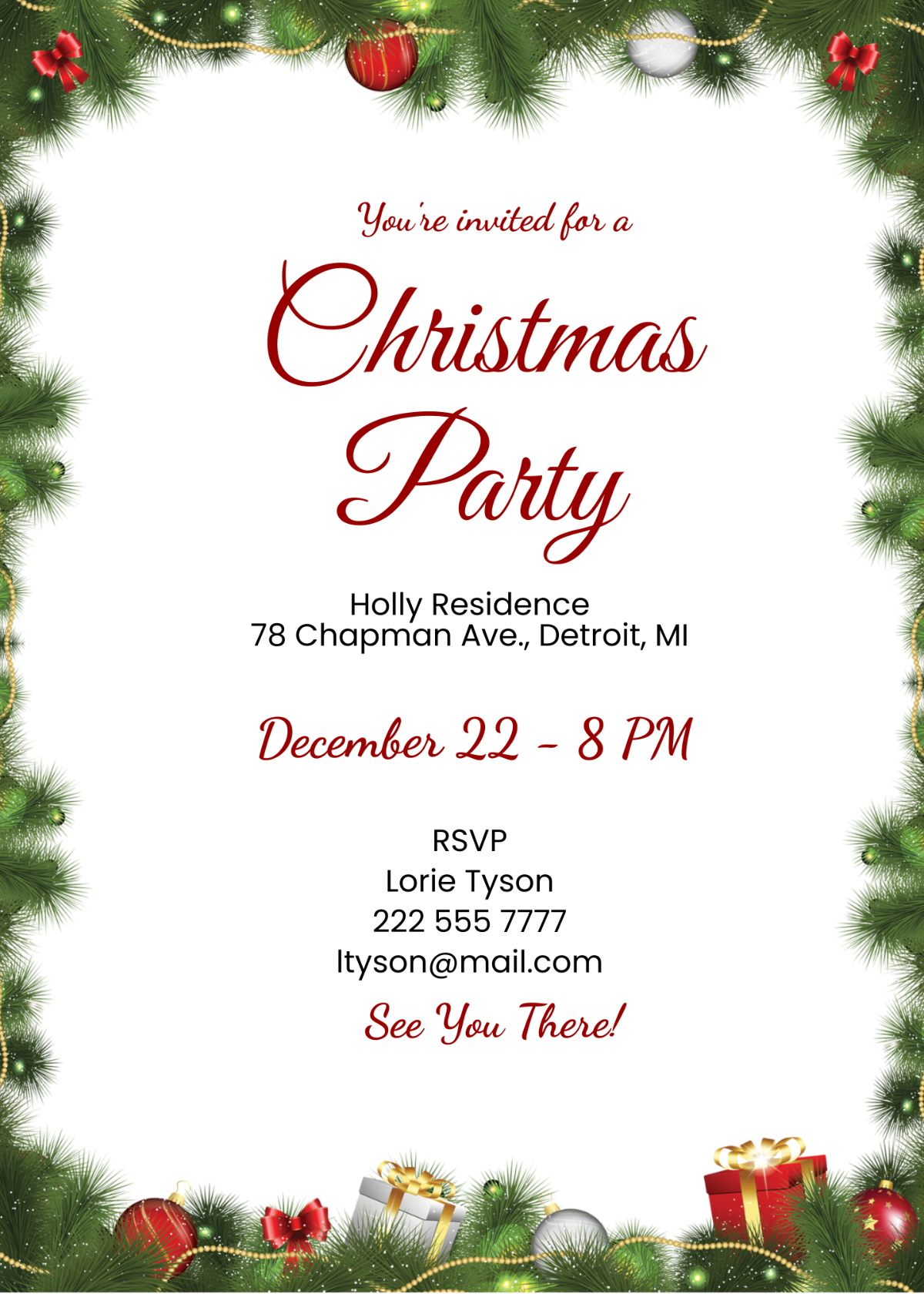 Simple Christmas Party Invitation