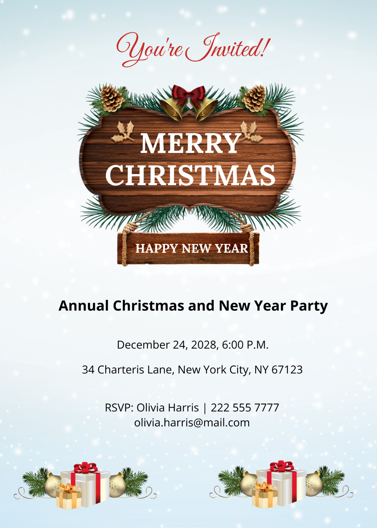 Merry Christmas and New Year party Invitation
