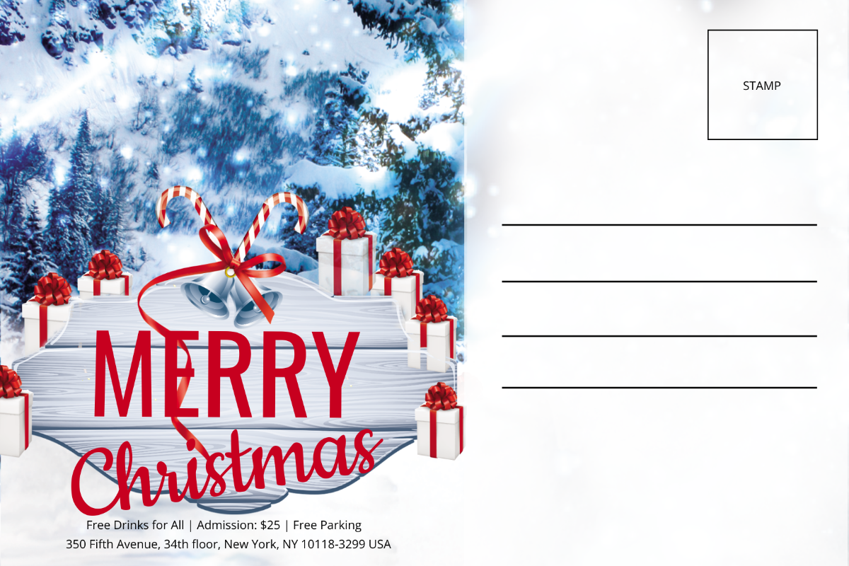 Christmas Invitation Postcard Template - Edit Online & Download