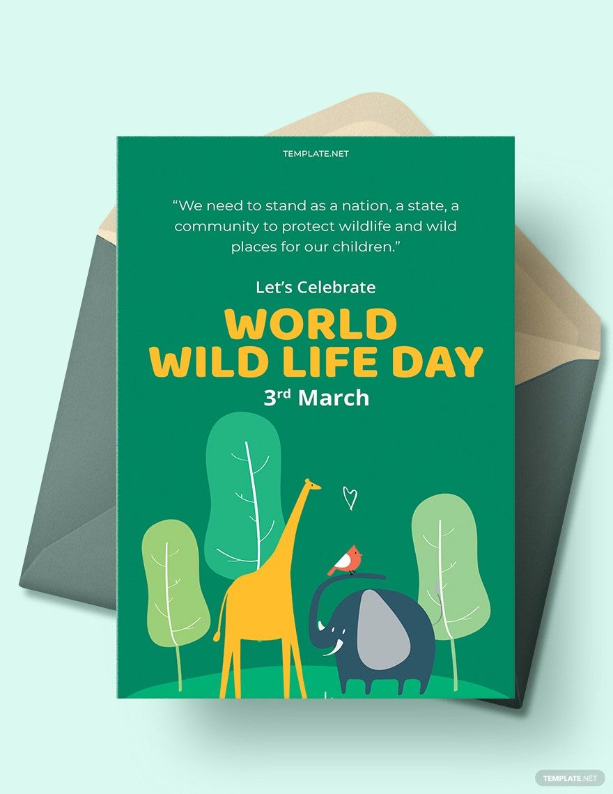 World Wild Life Day Greeting Card Template