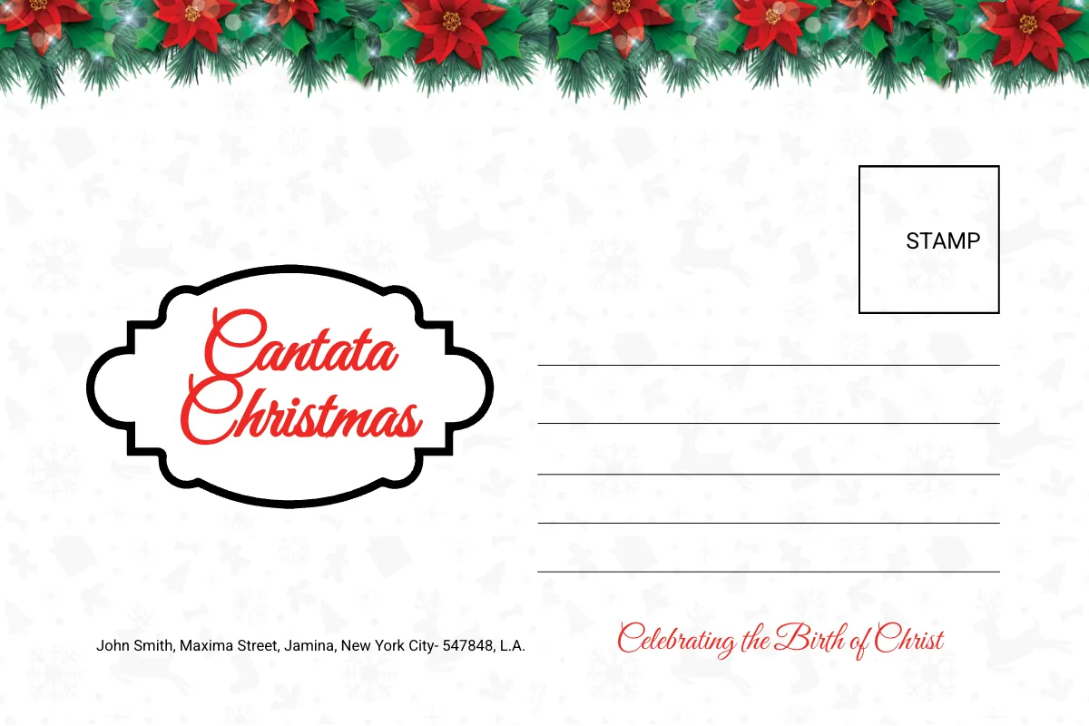 Free Cantata Christmas Postcard Template to Edit Online