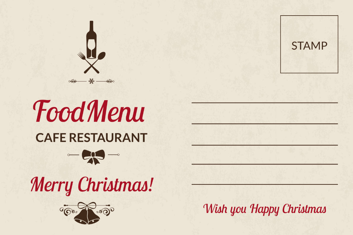 Restaurant Christmas Postcard Template - Edit Online & Download