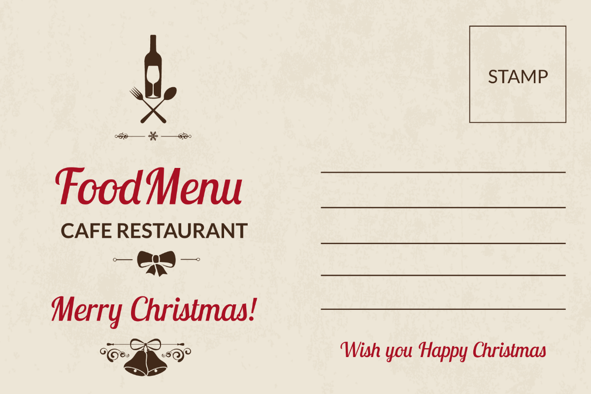 Restaurant Christmas Postcard Template