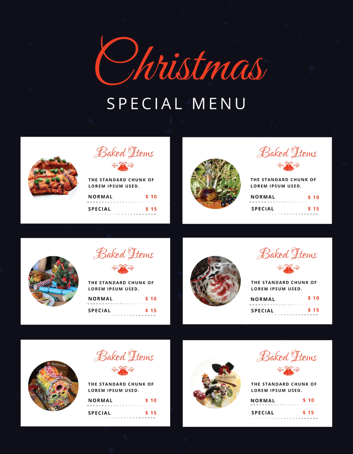 Free Simple Christmas Menu Card Template to Edit Online