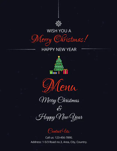 Free Simple Christmas Menu Card Template to Edit Online