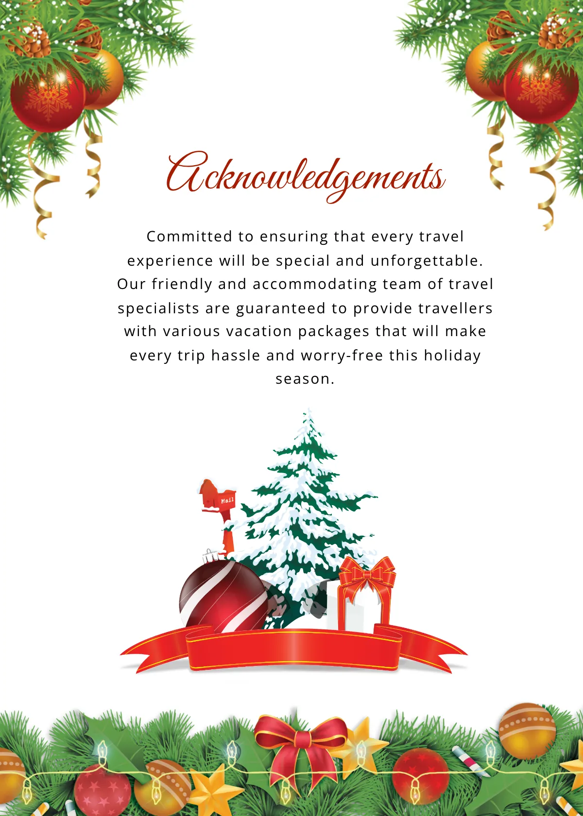 Free Christmas Brochure Thank You Card Template to Edit Online