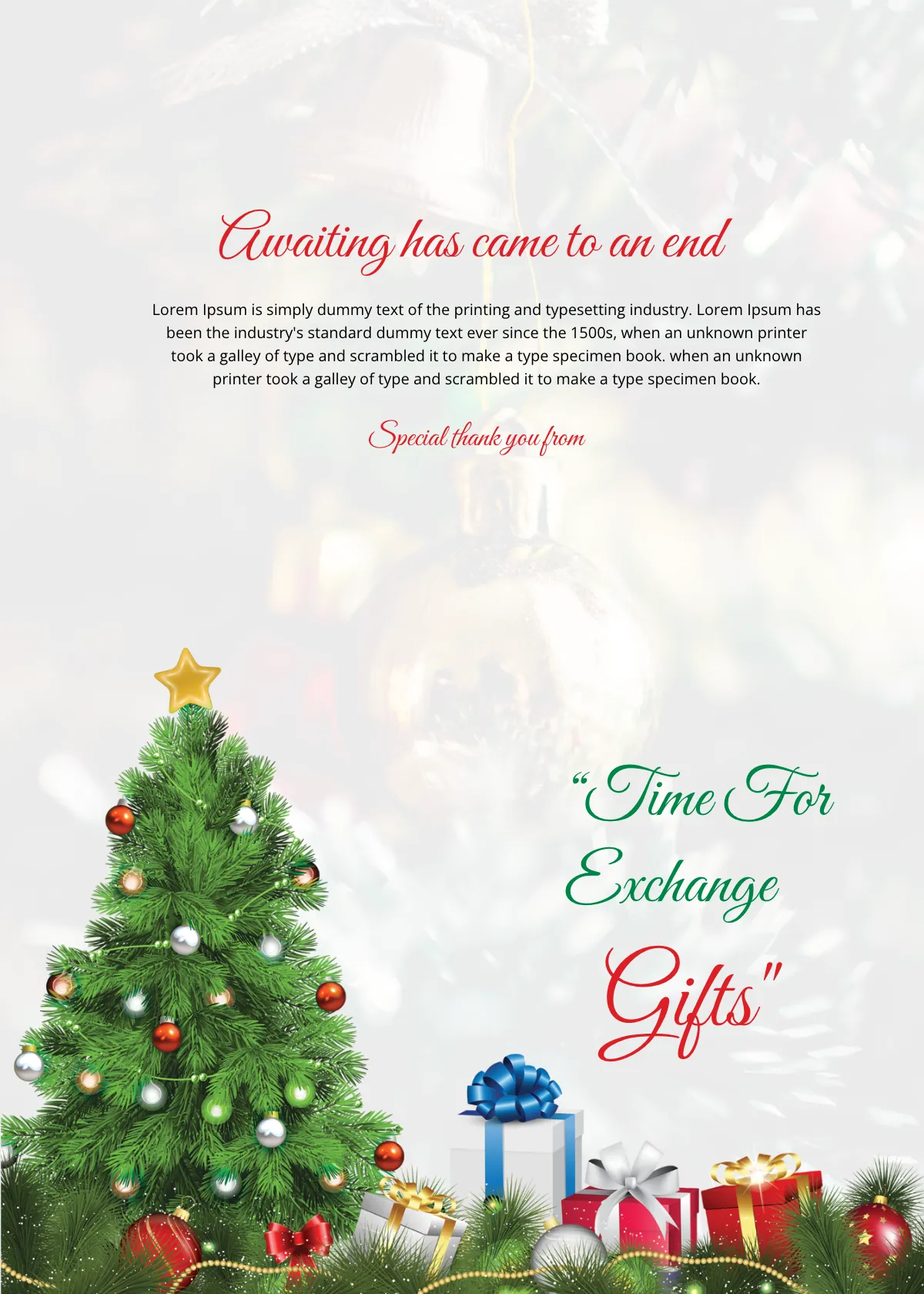 Free Christmas Invitation thank you card Template to Edit Online