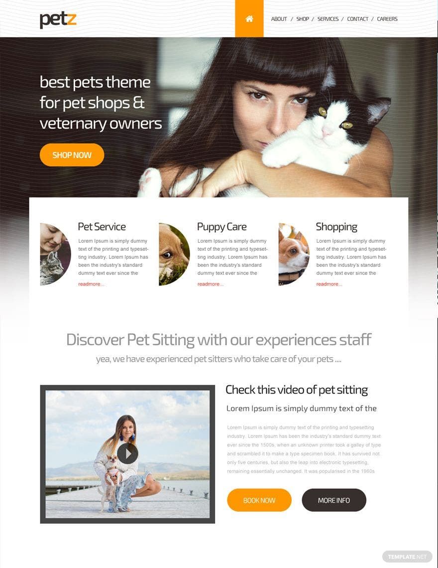 Pet Shop PSD Website Template