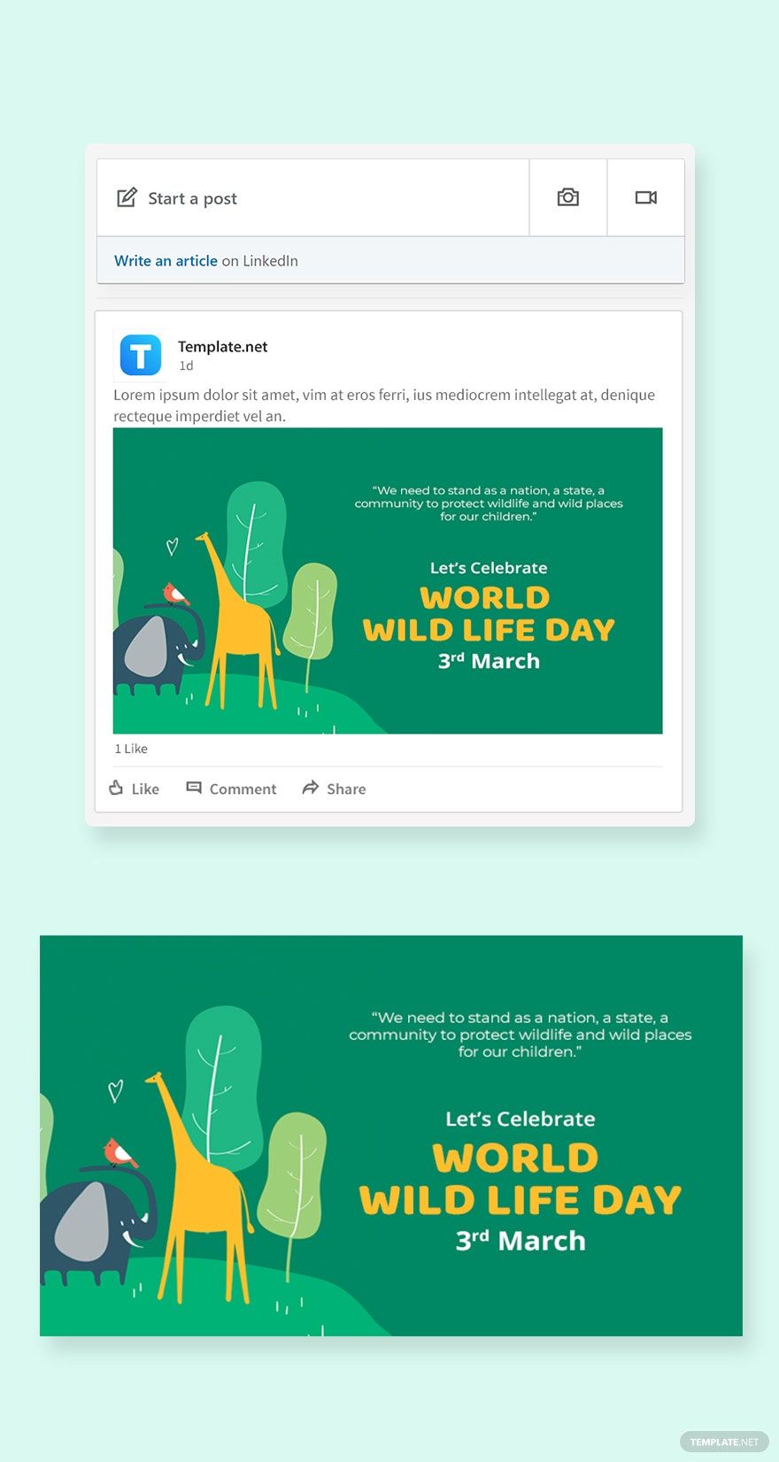 World Wild Life Day Linkedin Post Template