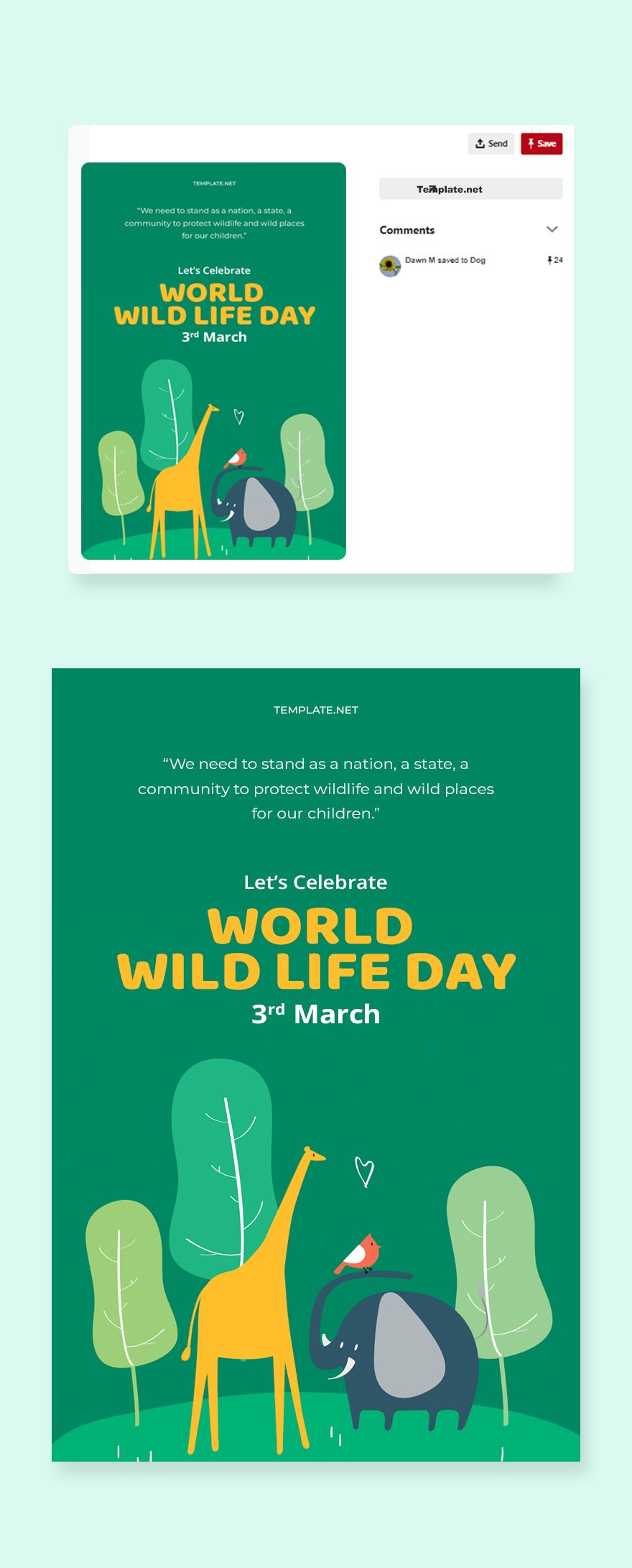 World Wild Life Day Pinterest Pin Template PSD