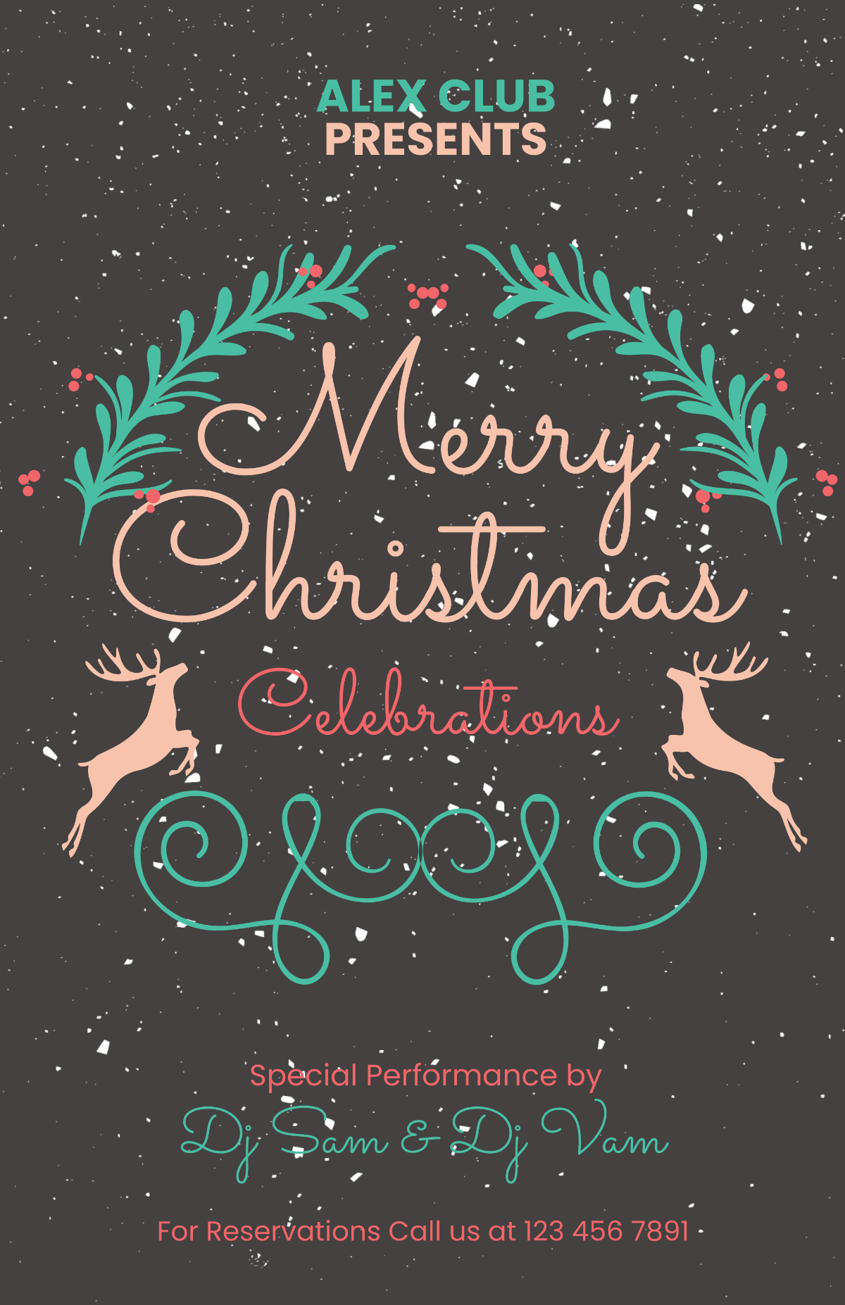 Chalkboard Christmas Party Poster Template