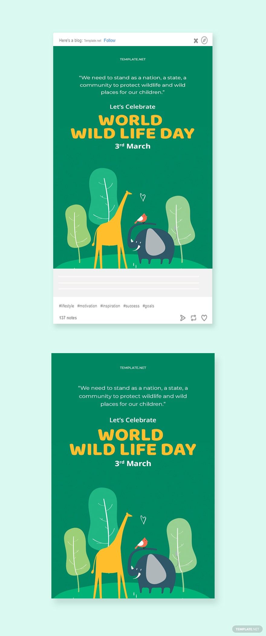 Free World Wild Life Day Tumblr Post Template in PSD