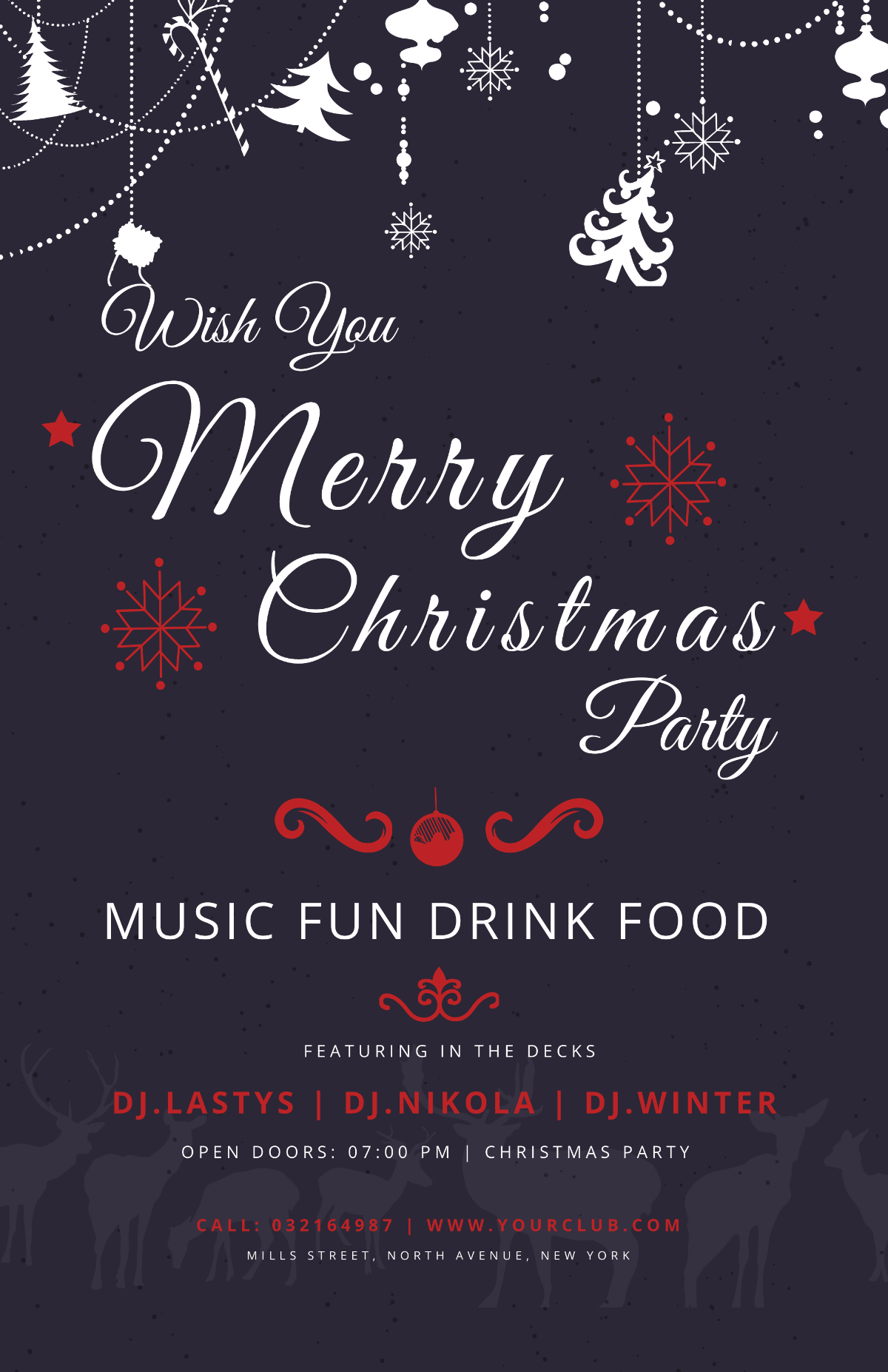Elegant Christmas Party Poster Template
