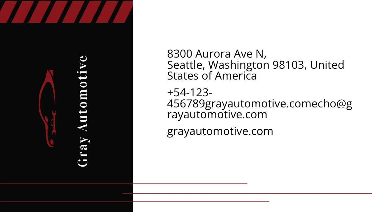 Free Auto Repair Business Card Template to Edit Online