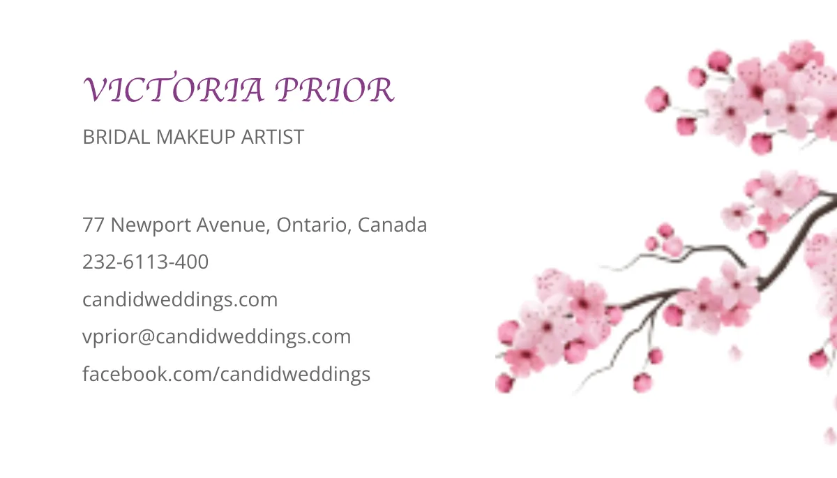 Free Bridal Makeup Artist Business Card Template to Edit Online