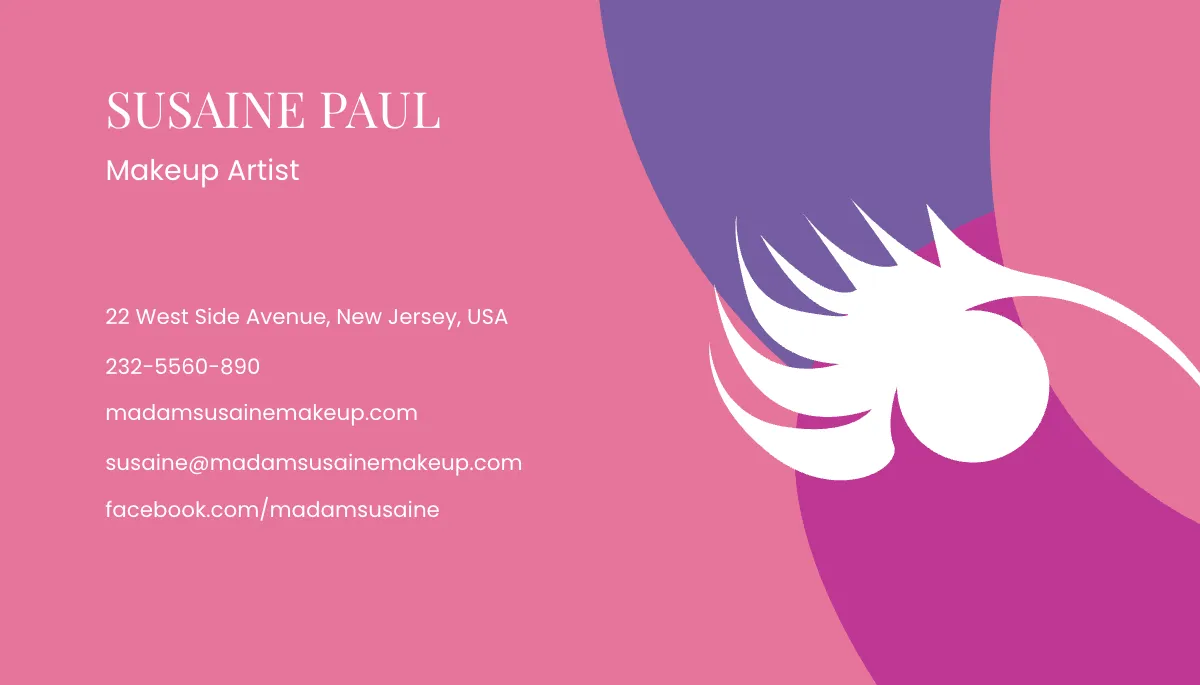 Free Creative Makeup Artist Business Card Template to Edit Online