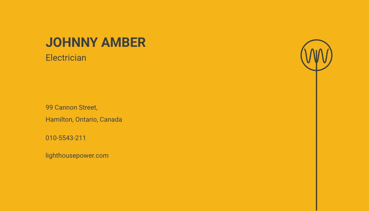 Free Electrician Business Card Template to Edit Online