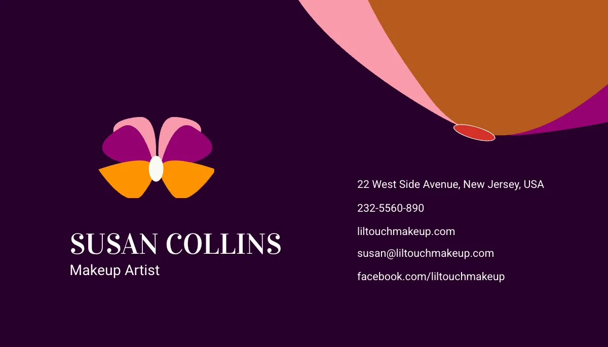 Free Makeup Artist Business Card Template to Edit Online