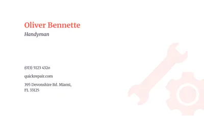 Free Creative Handyman Business Card Template to Edit Online