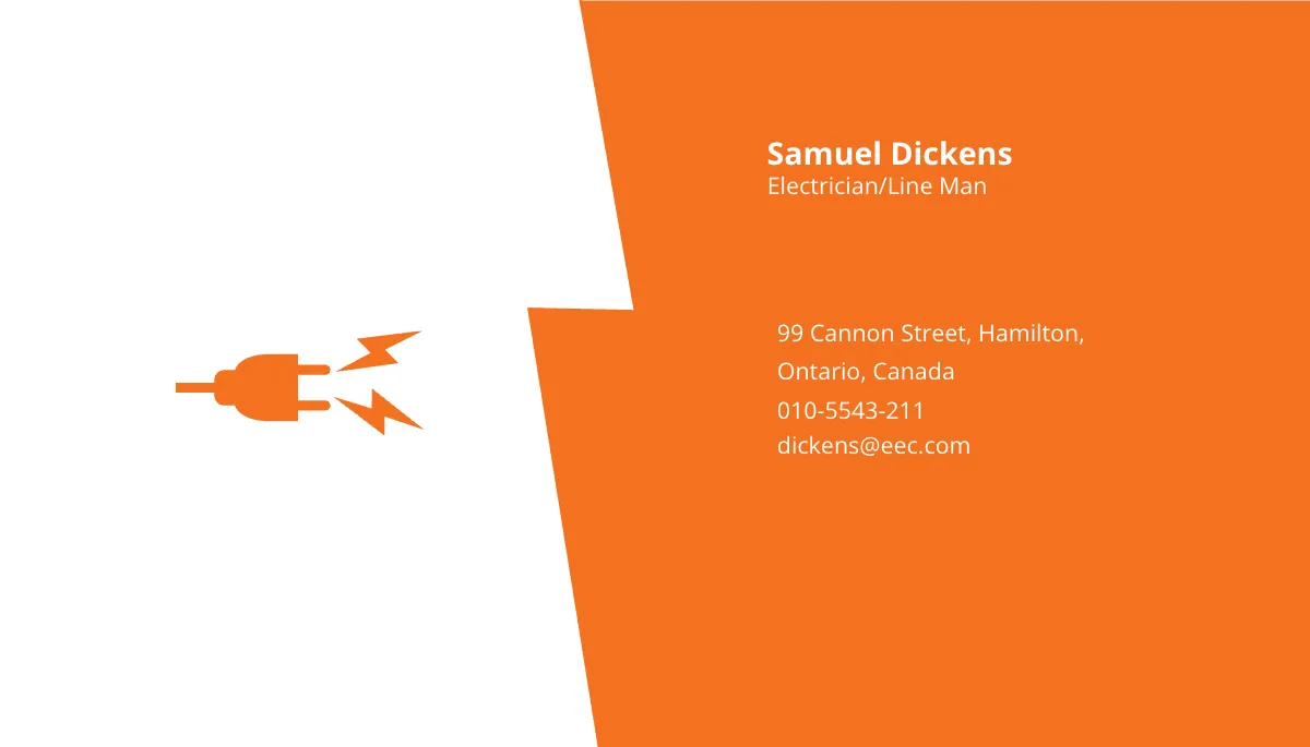 Free Modern Electrician Business Card Template to Edit Online