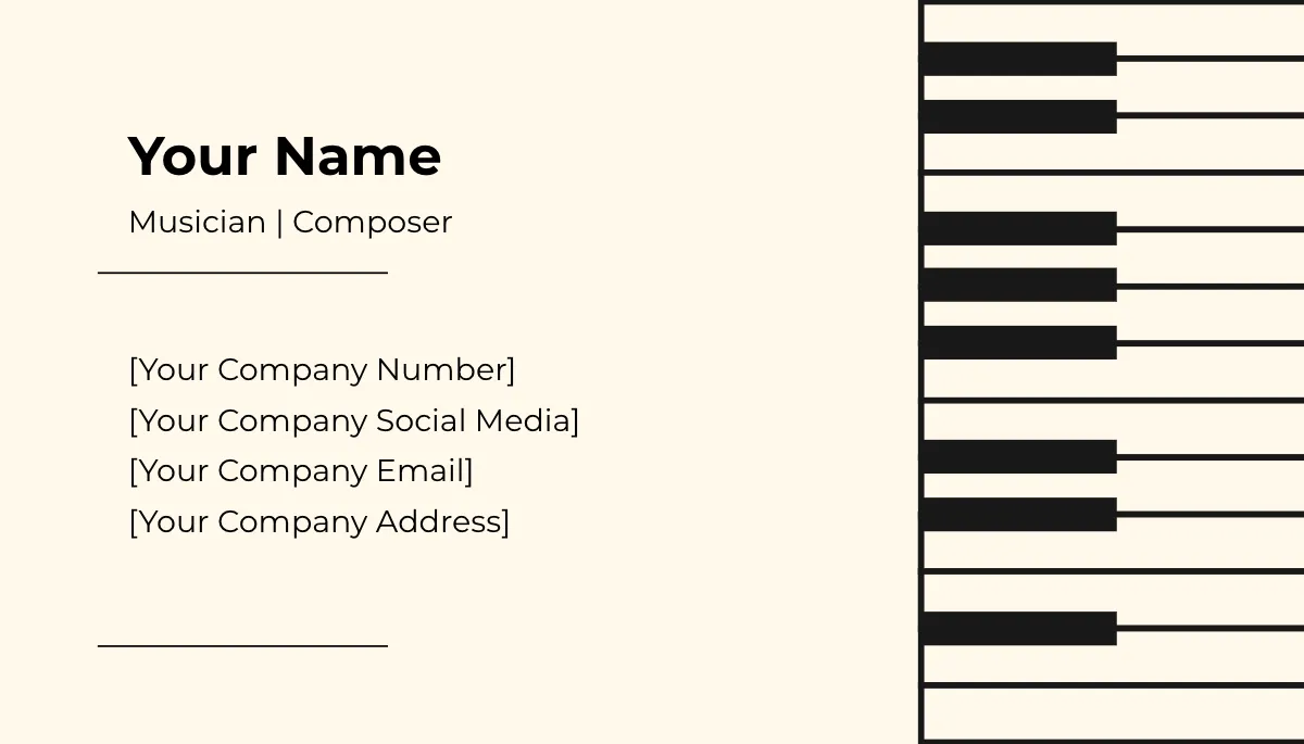 Free Musician Business Card Template to Edit Online