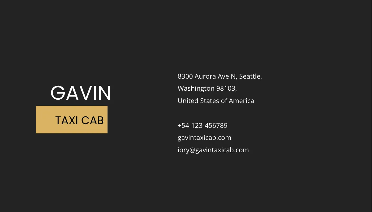Free Taxi Cab Business Card Template to Edit Online