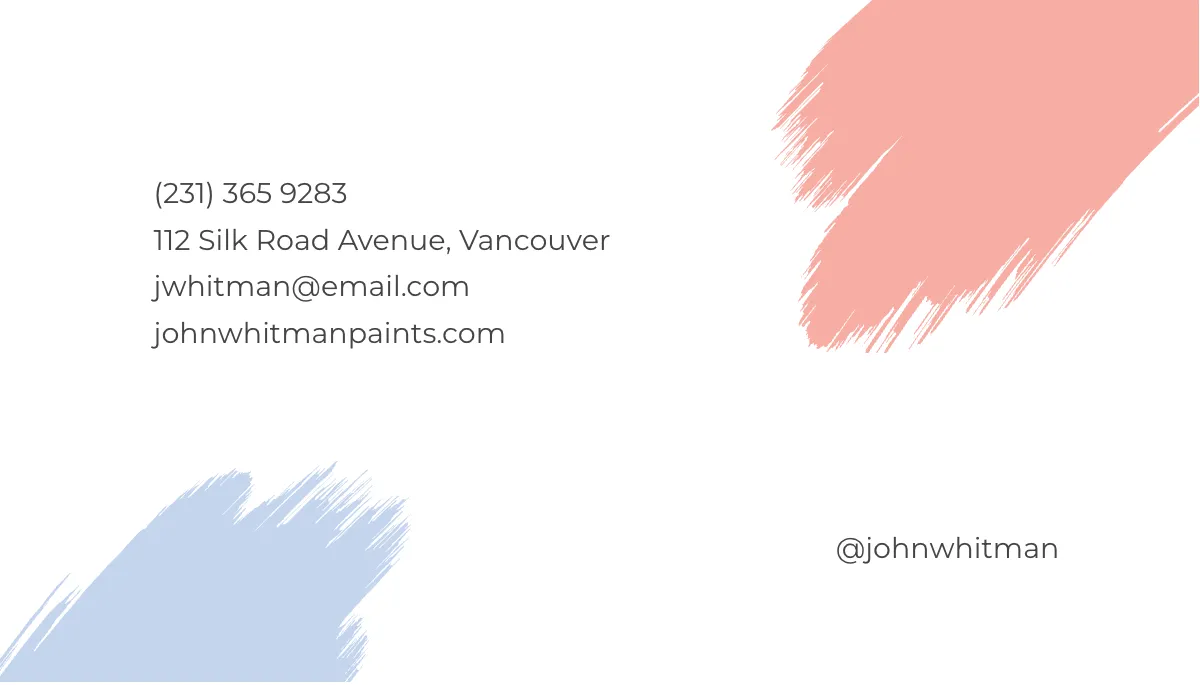 Free Modern Painter Business Card Template to Edit Online