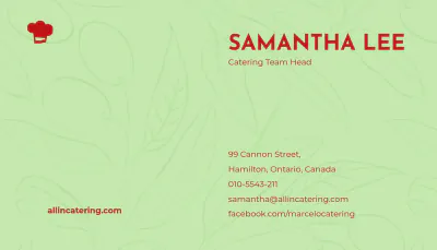Free Catering Service Business Card Template to Edit Online