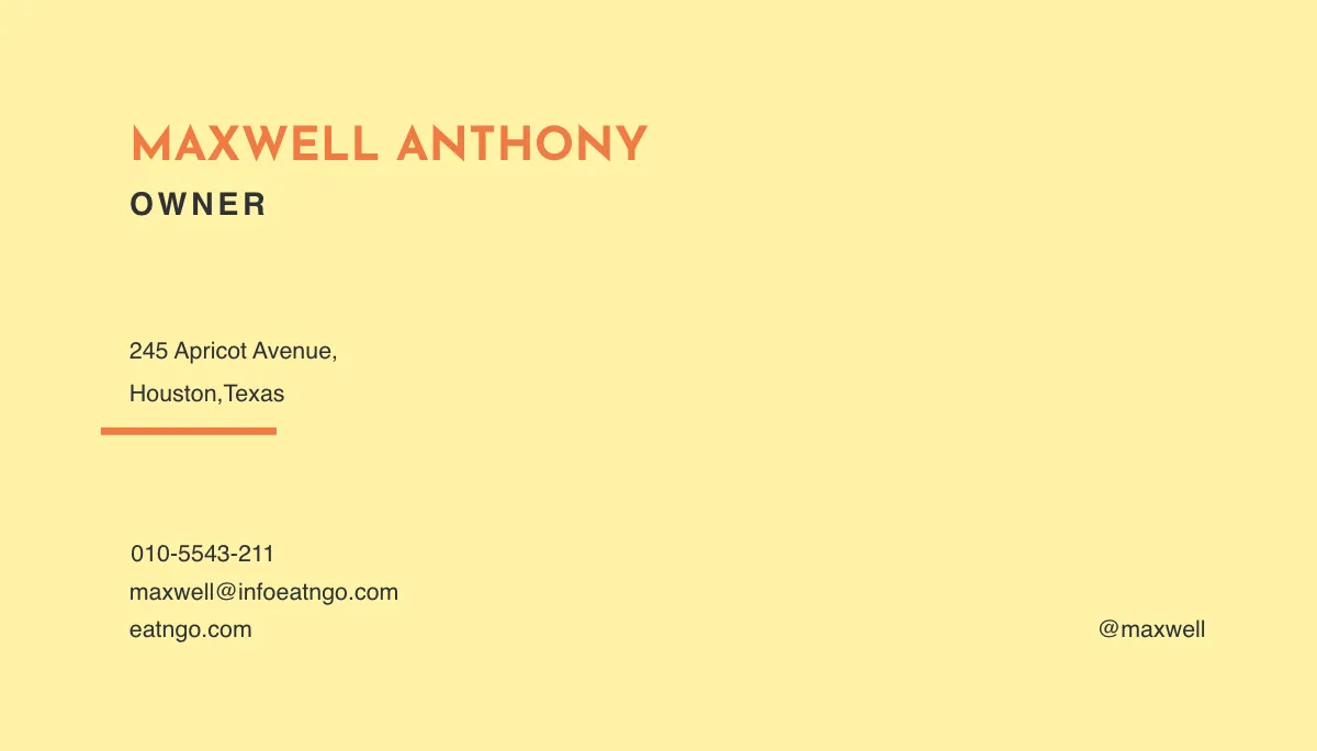 Free Creative Restaurant Business Card Template to Edit Online