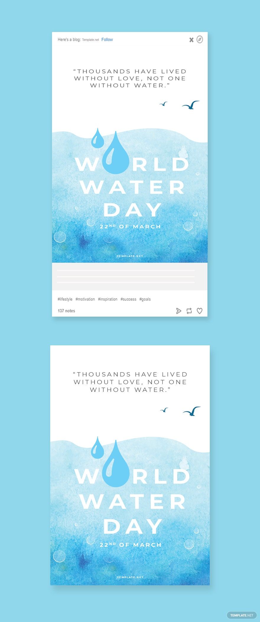 Free World Water Day Tumblr Post Template in PSD