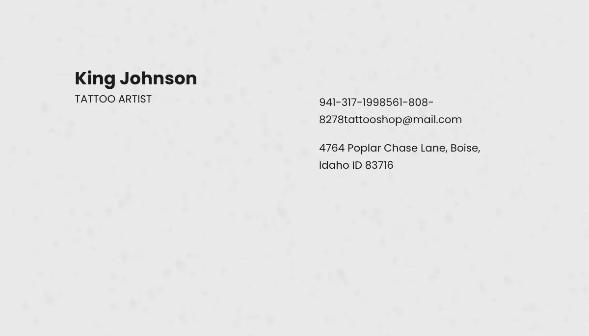 Free Creative Tattoo Artist Business Card Template to Edit Online