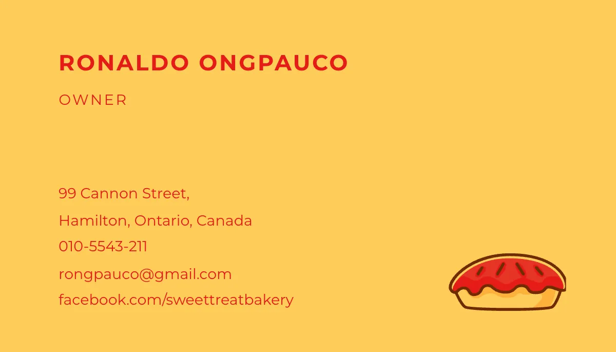 Free Cupcake Bakery Business Card Template to Edit Online