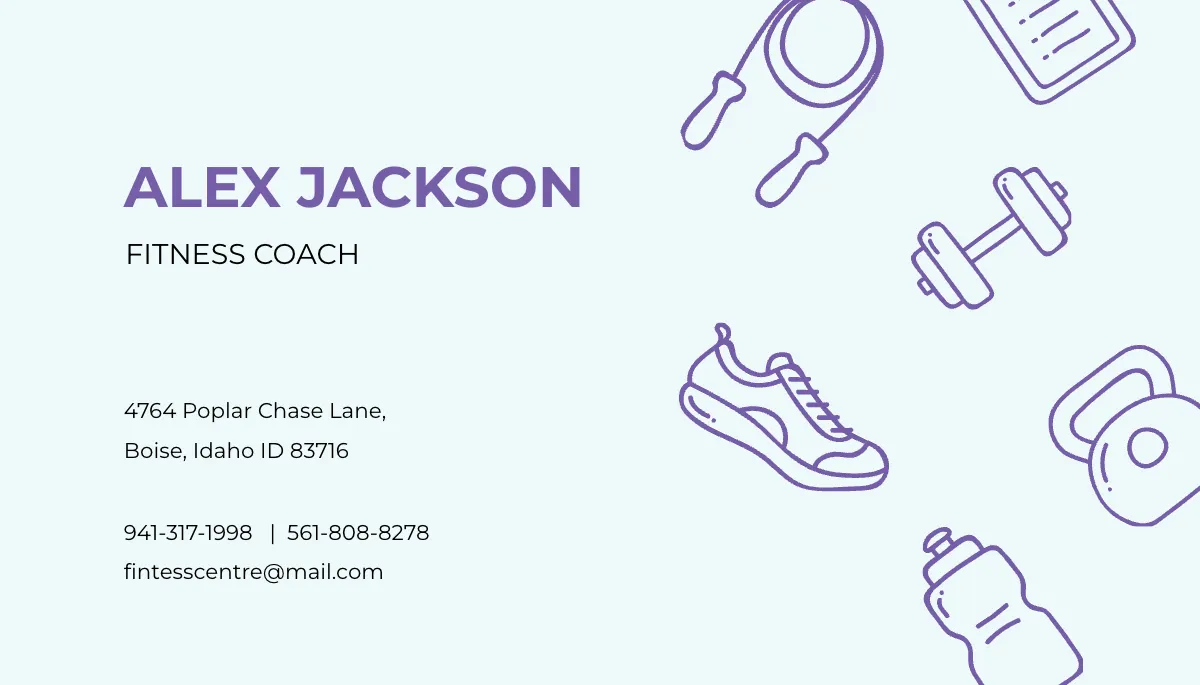 Free Fitness Center Business Card Template to Edit Online