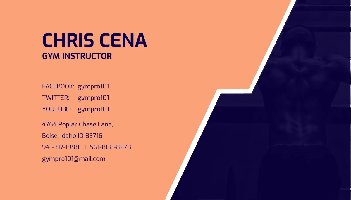 Free Gym Center Business Card Template to Edit Online