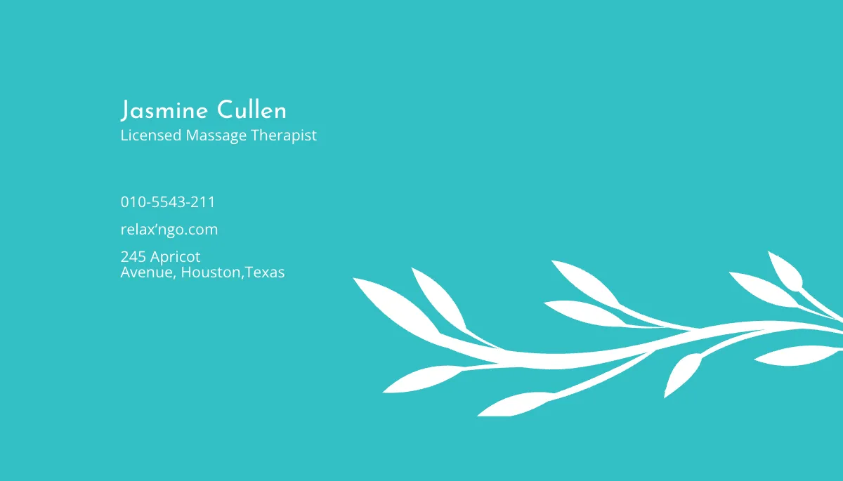 Free Licensed Massage Therapist Business Card Template to Edit Online