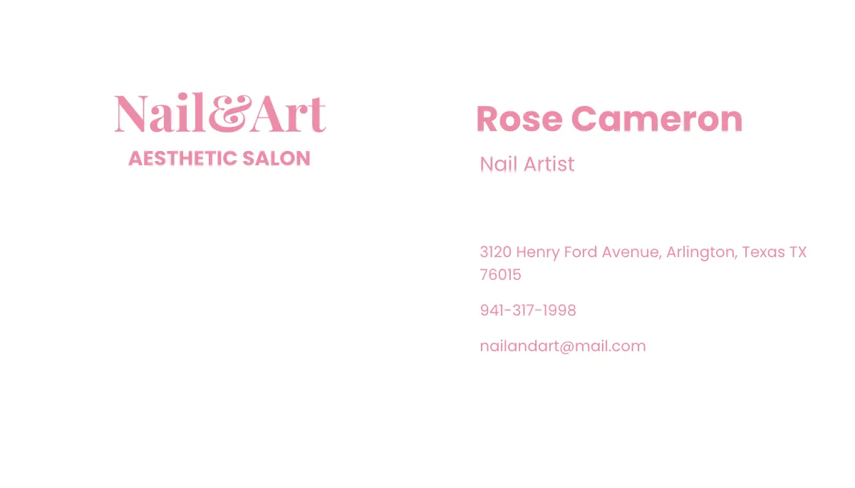 Free Nail Artist Business Card Template to Edit Online
