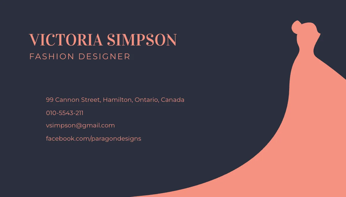 Free Simple Fashion Designer Business Card Template to Edit Online