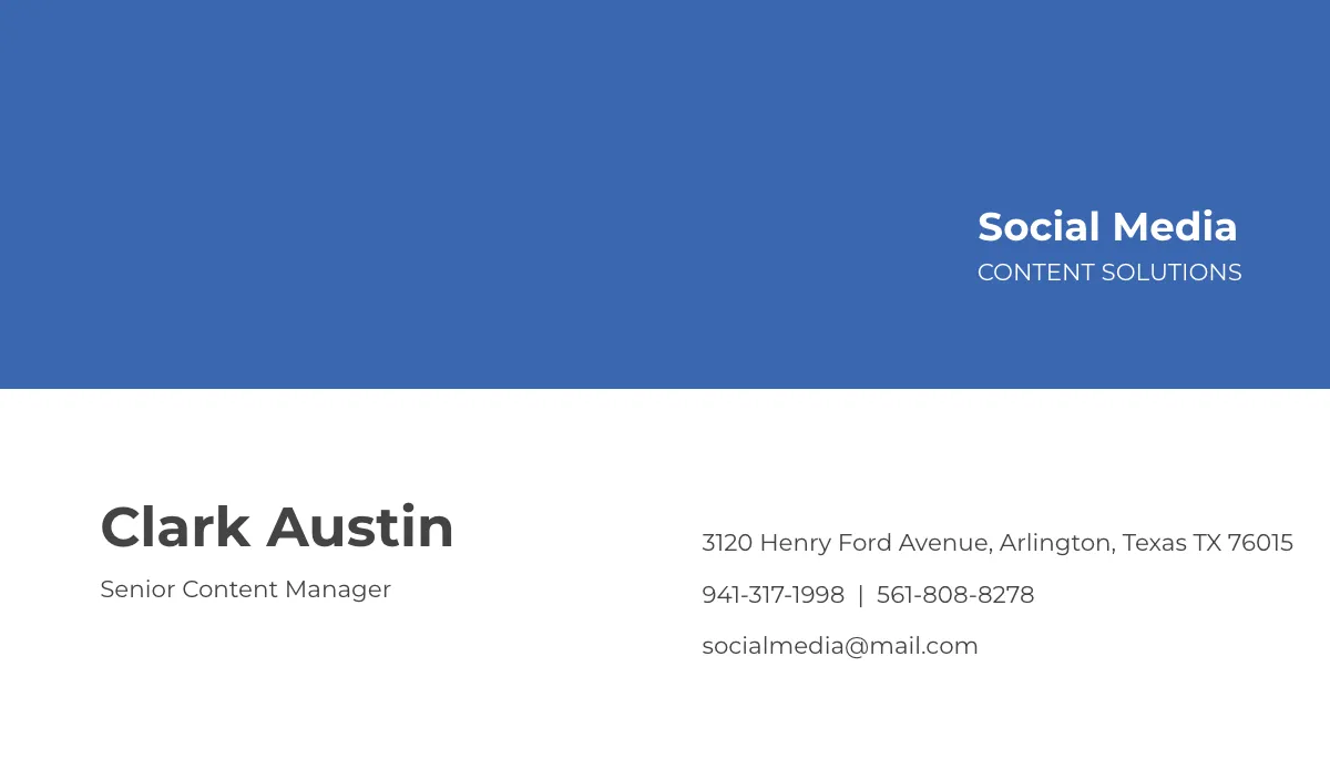 Free Simple Social Media Business Card Template to Edit Online