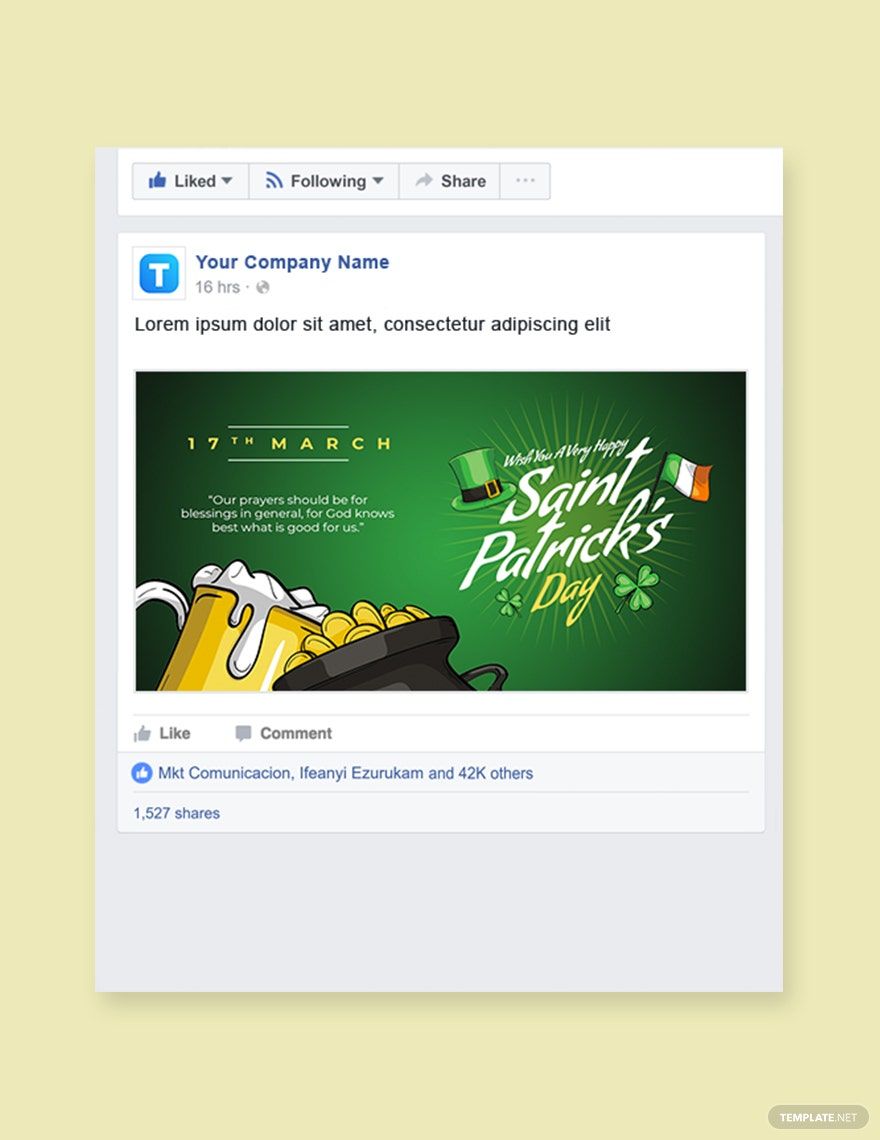 Saint Patrick's Day Facebook Post Template