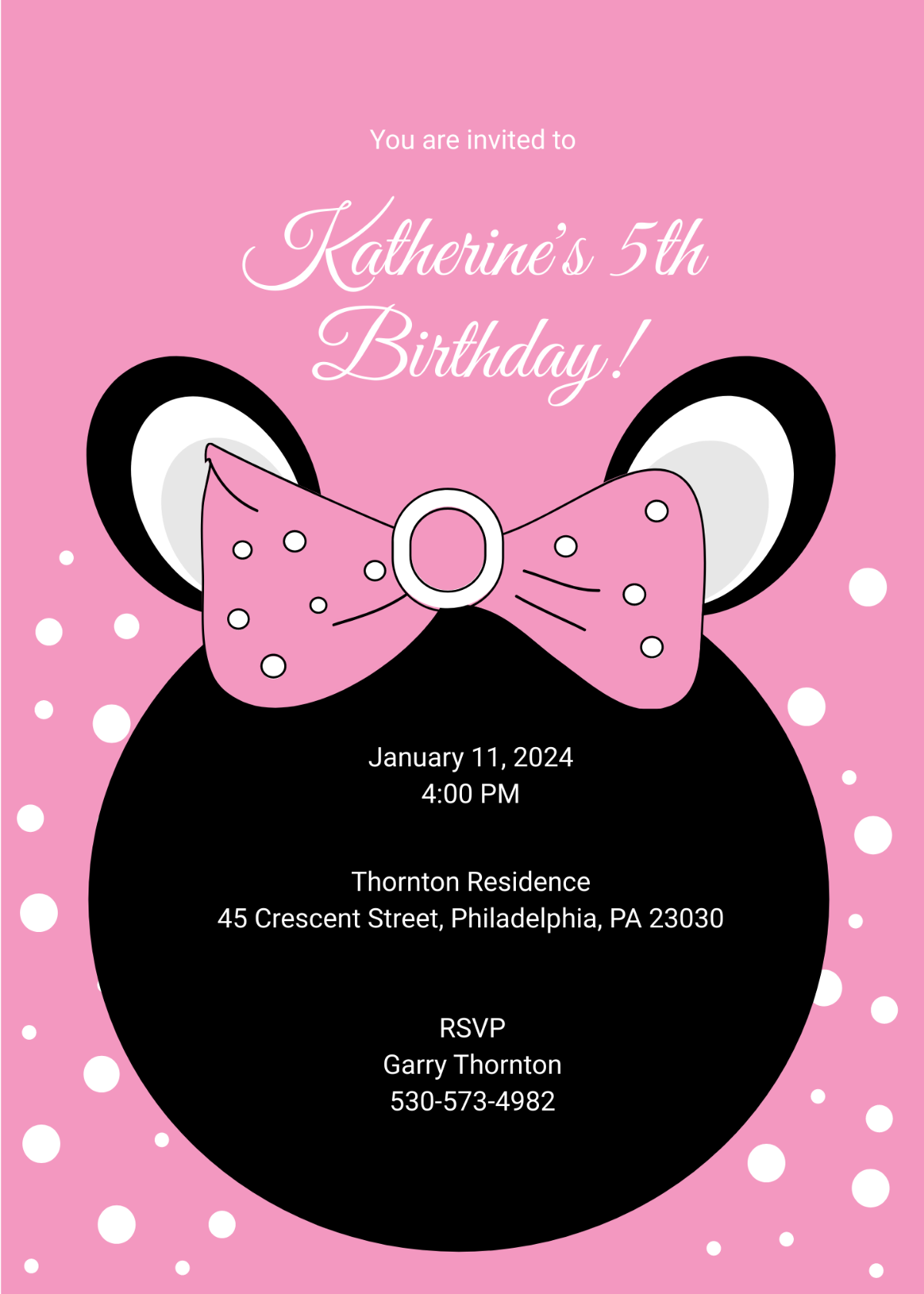 Free Minnie Mouse Birthday Invitation Template