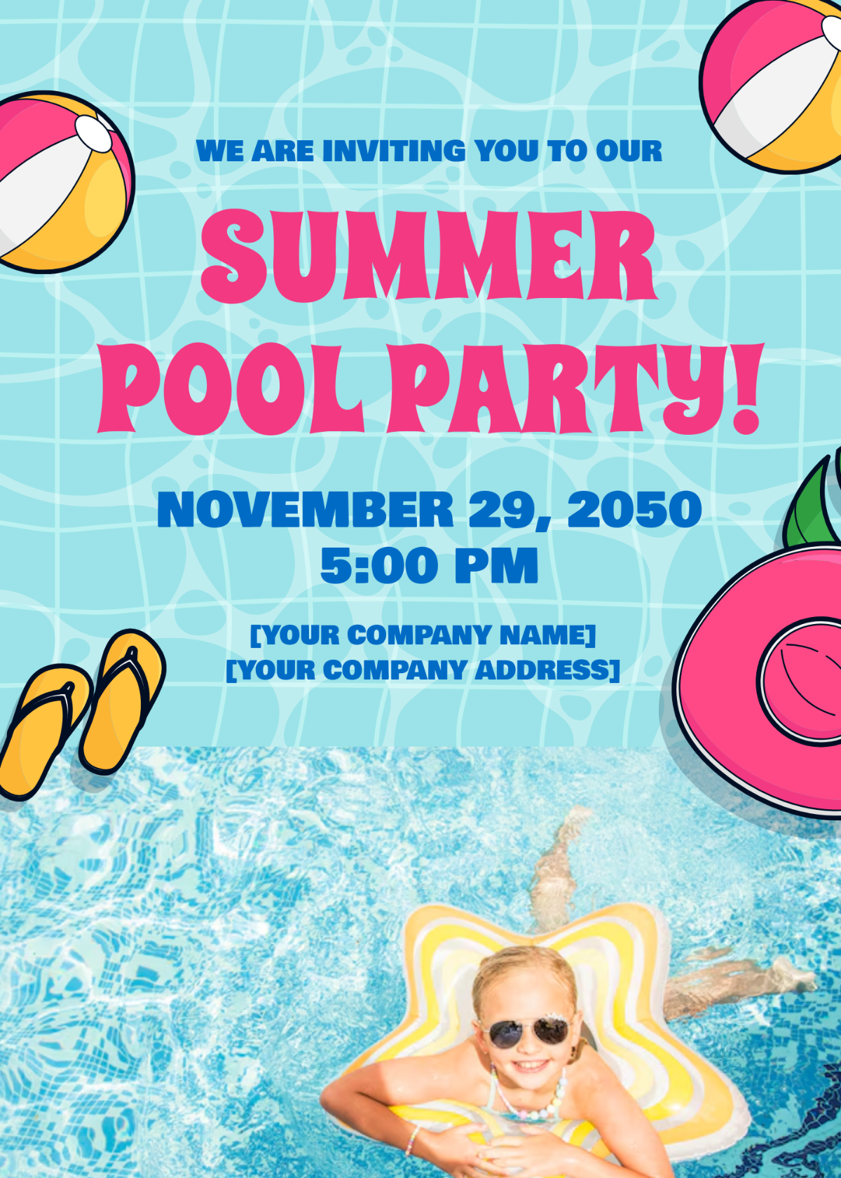 Free Pool Party Invitation Template