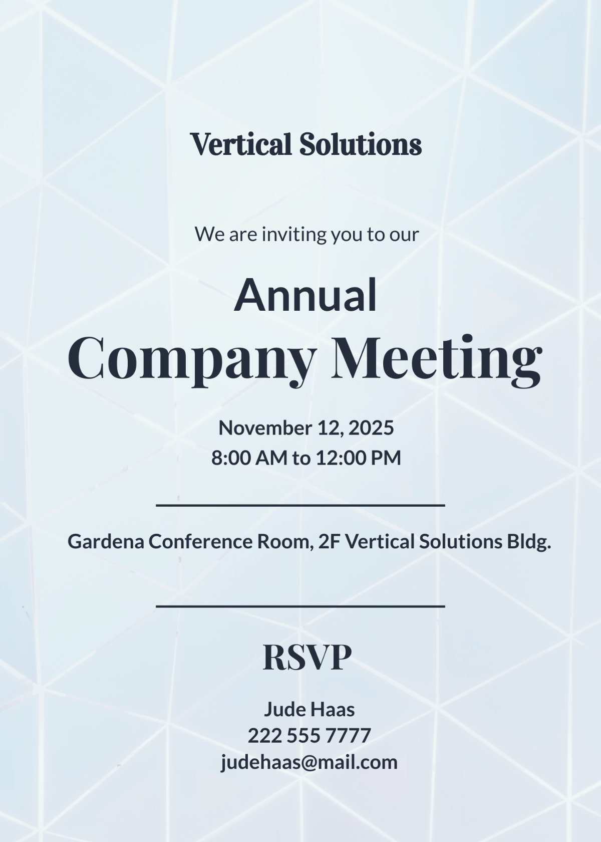 Annual Meeting Invitation Card Template