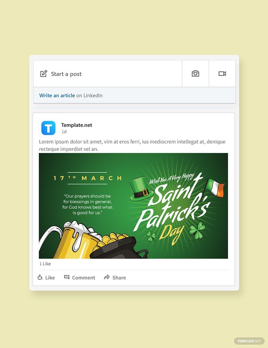 Saint Patrick's Day Linkedin Post Template