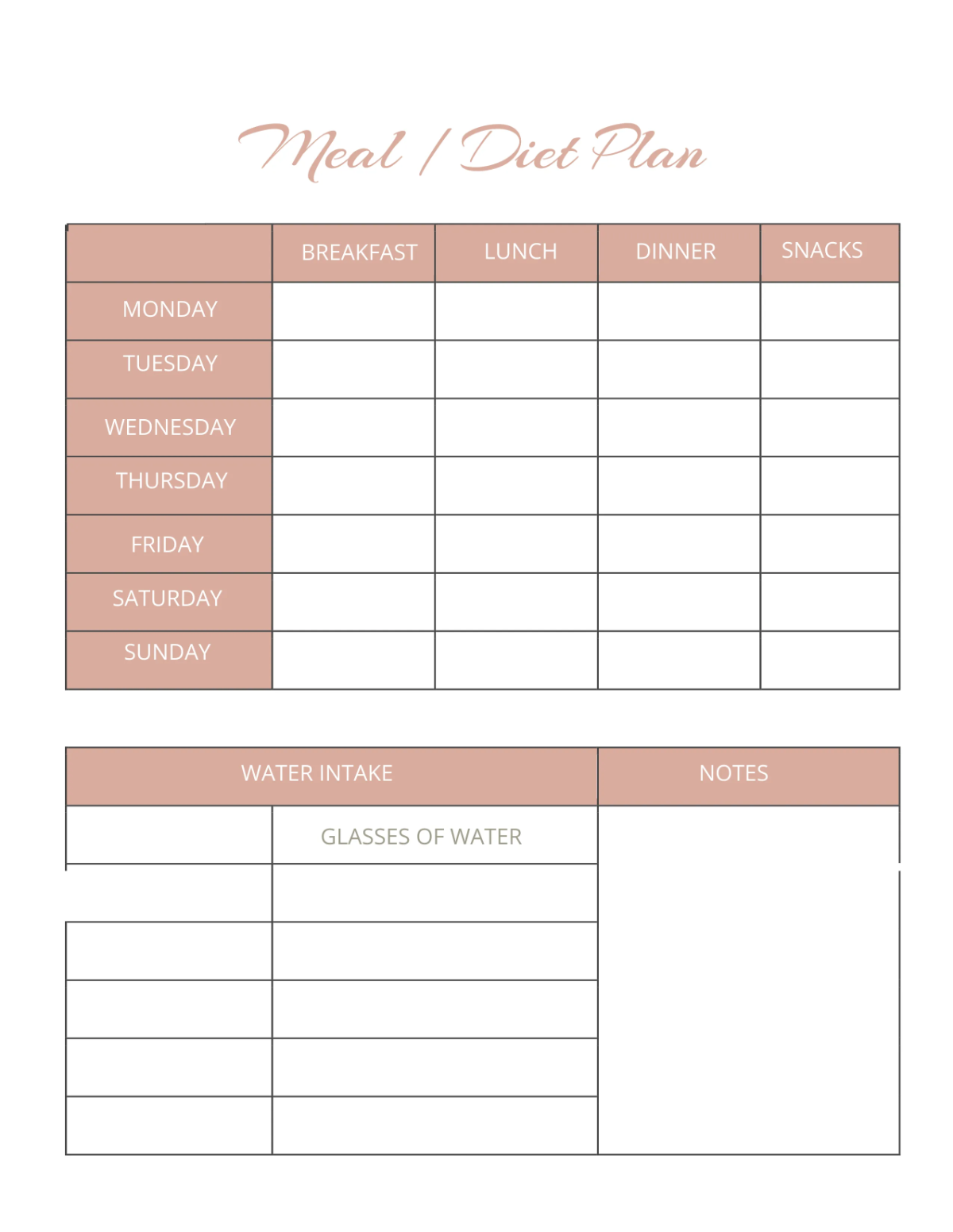 Free Diet Menu Planner Template to Edit Online