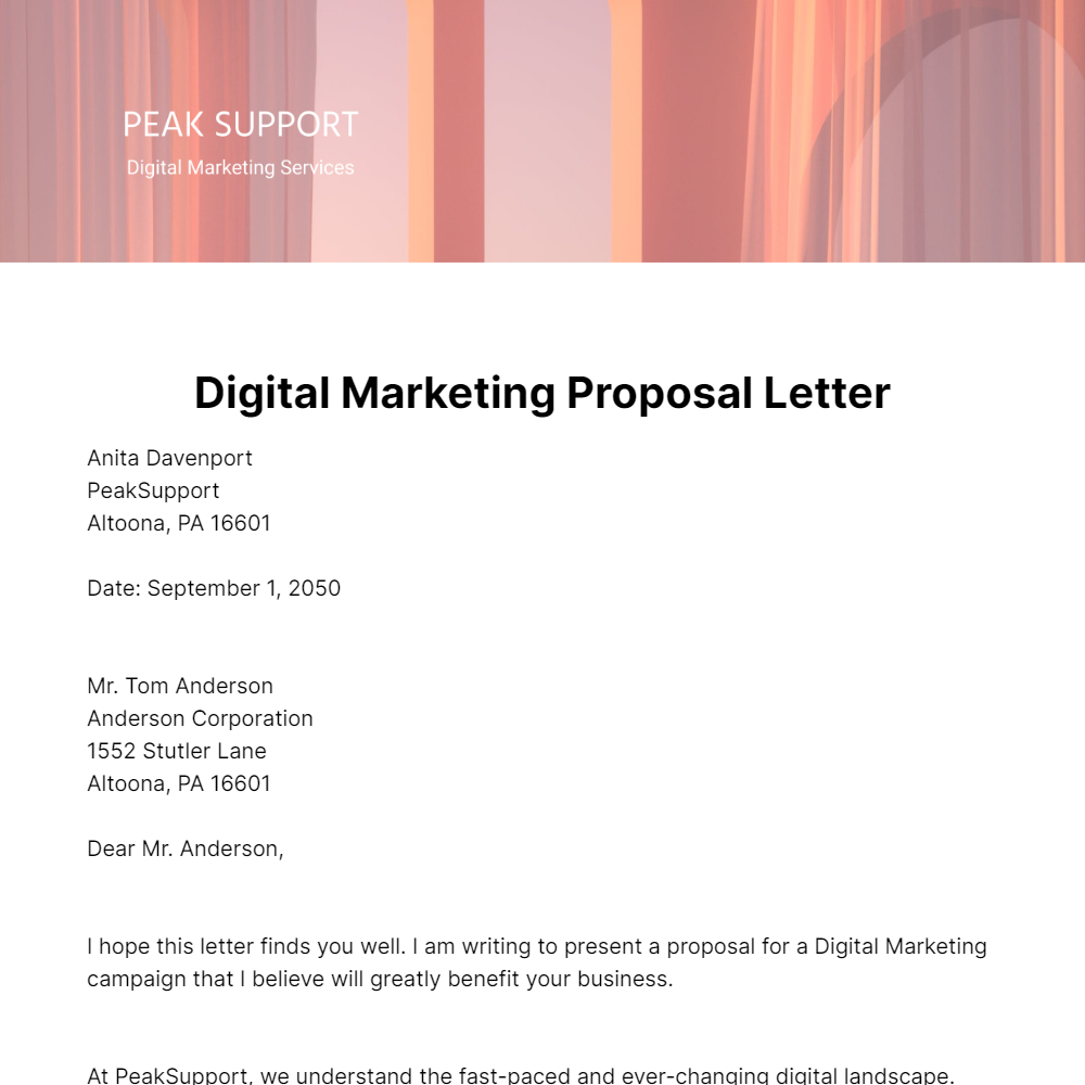 Digital Marketing Proposal Letter Template