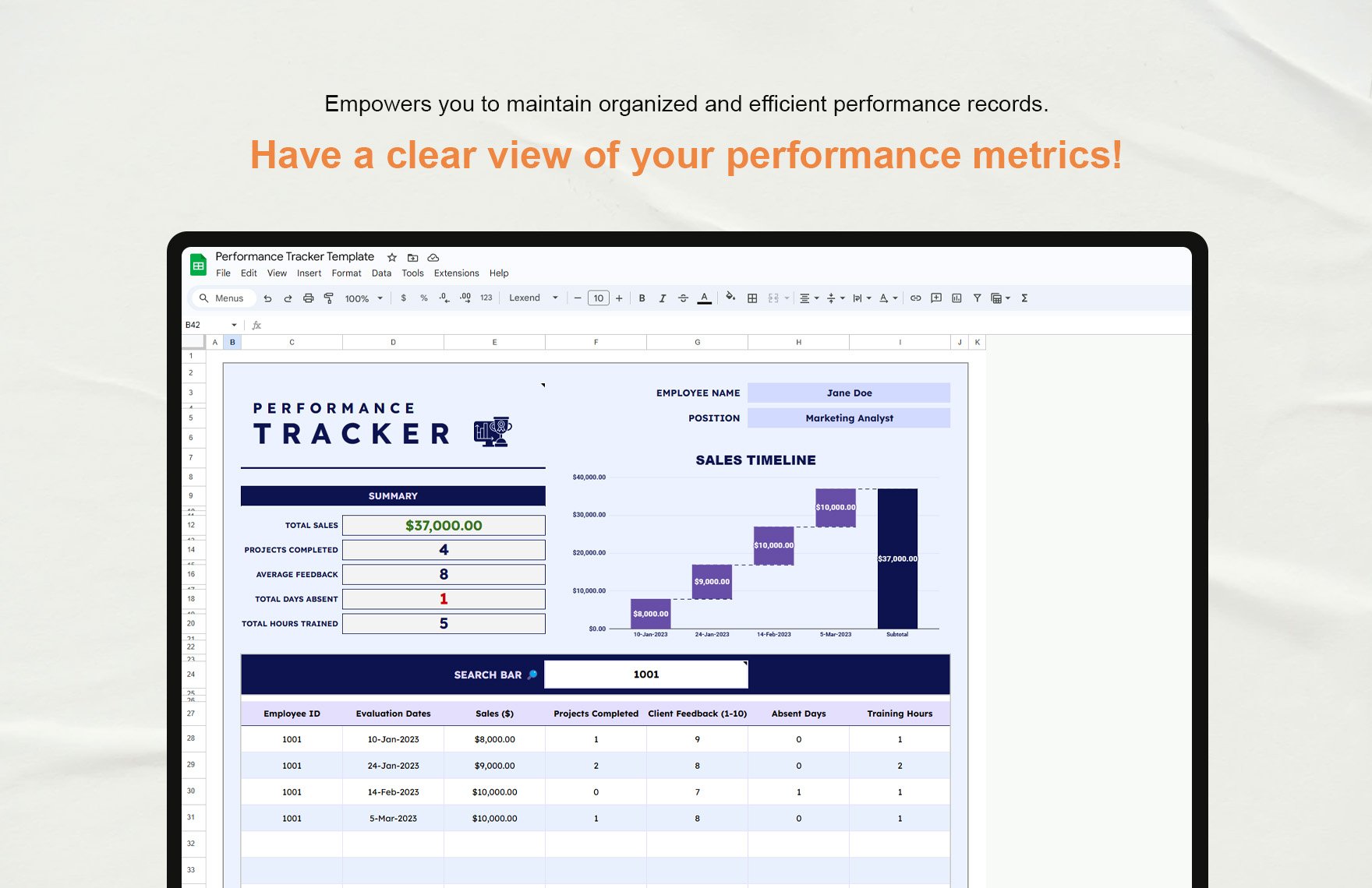 Performance Tracker Template