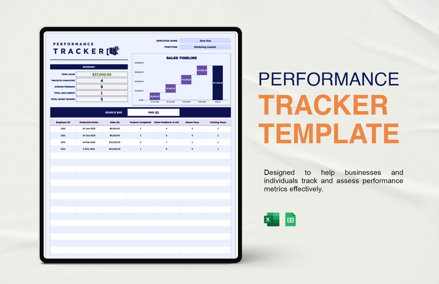 Employee Performance Tracker Spreadsheet Facebook 52 OFF