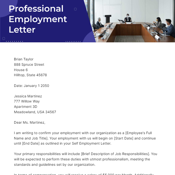 Free Self Employment Letter