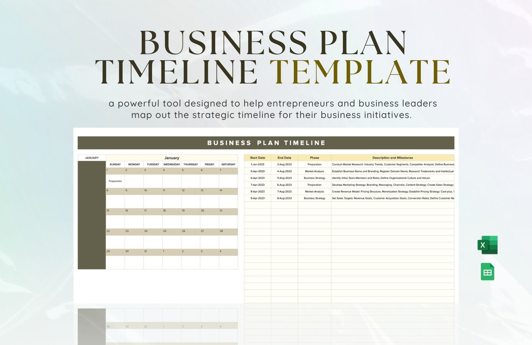 Business Plan Timeline Template